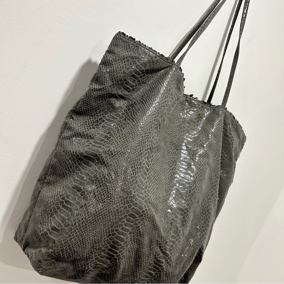 FATTO A MANO by CARLOS FALCHI Gray Faux Python Tote - Picture 5 of 11